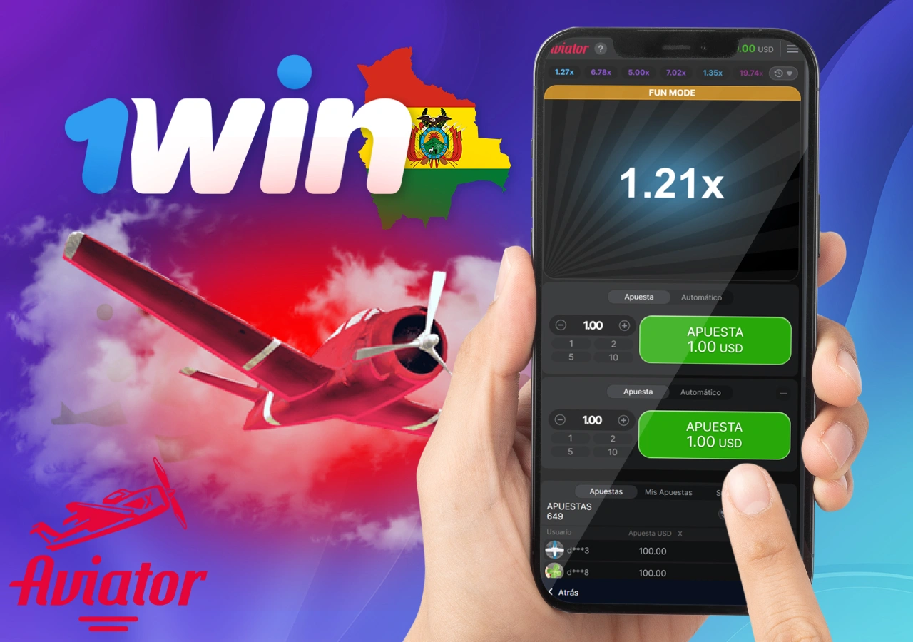 Juego de Aviator en la app de 1Win Bolivia